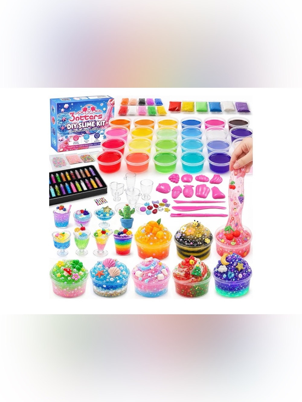 3otters DIY Slime Kit -otters 24 Pack DIY Slime Kit for Kids with Glow Powder